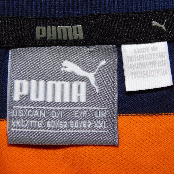 PUMA Mens 2XL Blue Orange Striped Pique Golf Polo Shirt - Picture 5 of 8